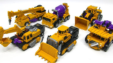 Transformers Constructicon G2 Yellow KO Jinjiang Construct Bots 6 Vehicles Car Robots Toys