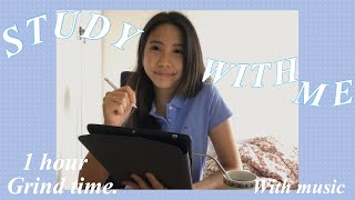 REAL TIME study with me with music // 1 hour