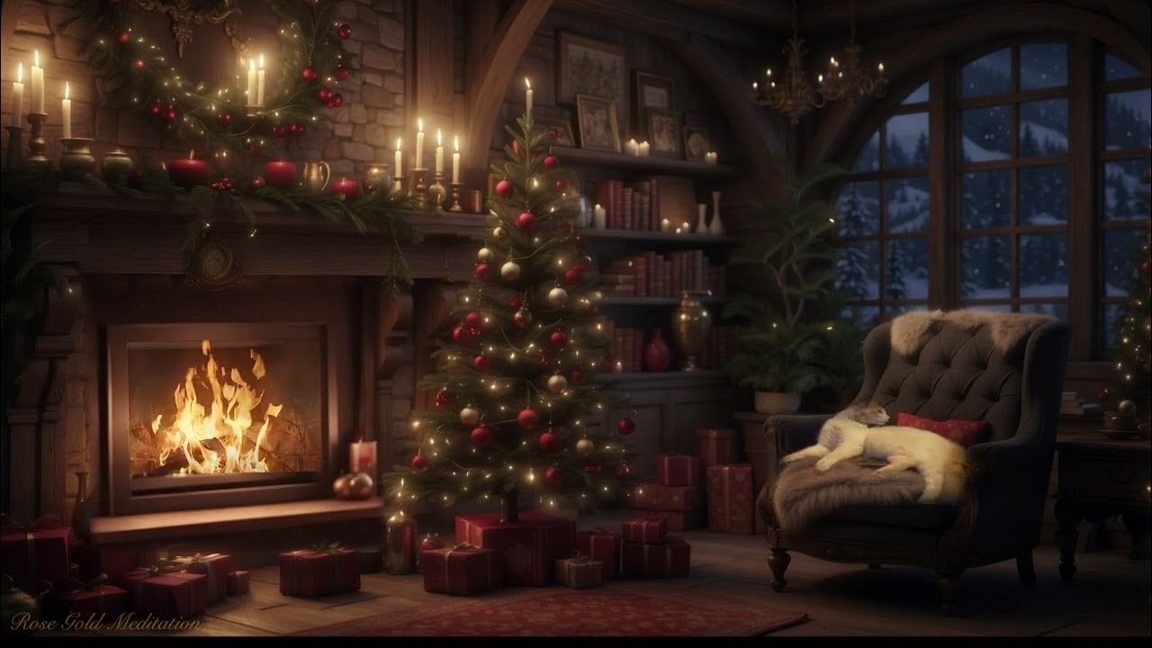 Relaxing Fireplace with Instrumental Christmas Music 4k 🔥 Fireplace