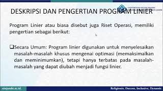 Sejarah, Pengertian dan Karakteristik Program Linier