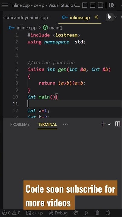 Inline function program in c++ || #coding || #codesoon - YouTube