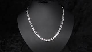 K18ホワイトゴールド製 8面トリプル 喜平ネックレス 50g 50cm　18K White Gold Flat Link Chain Necklace