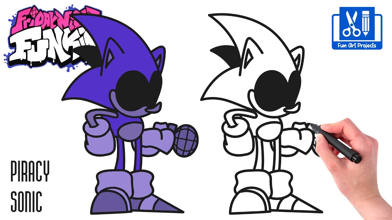 How to draw Metal Sonic FNF Friday Night Funkin mod step by step 