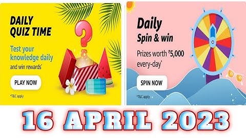 Amazon Funzone Quiz Answers Today| 16 APRIL 2023|  @dailyquiztime #amazon #amazonfunzon