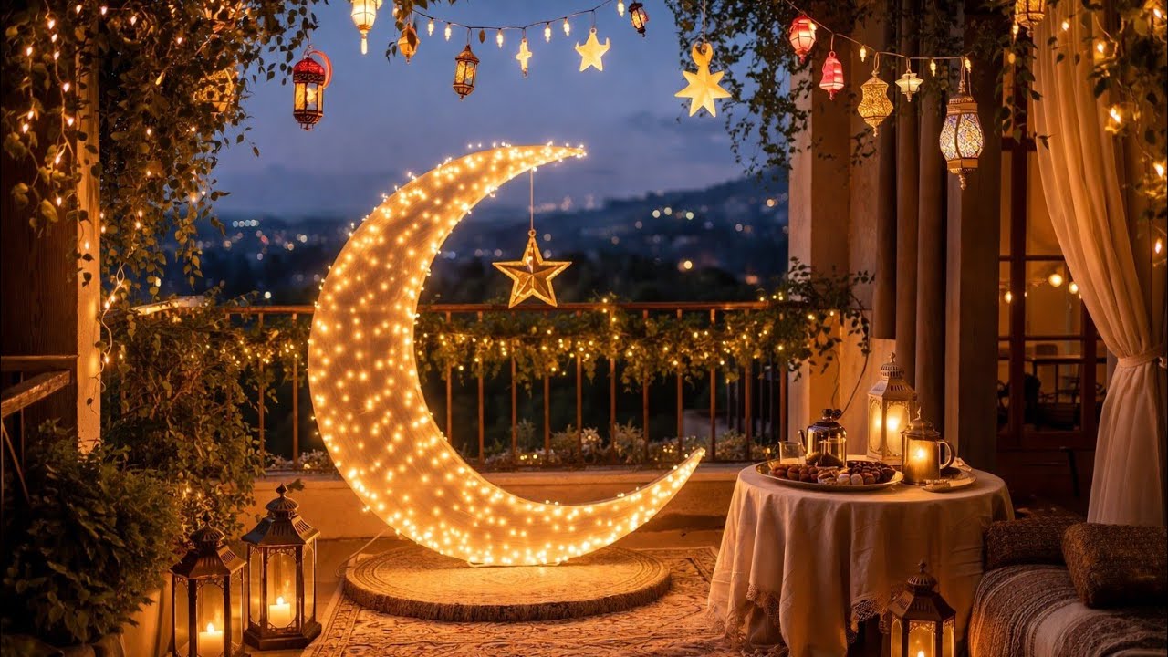 🕌 أجواء رمضان من فوانيس مضيئة تزين الليالي بروحانية ✨موسيقى هادئة رمضانية #خلفيات_رمضانية  #ramadan