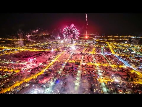 Fireworks over Keflavik - New years eve 2017