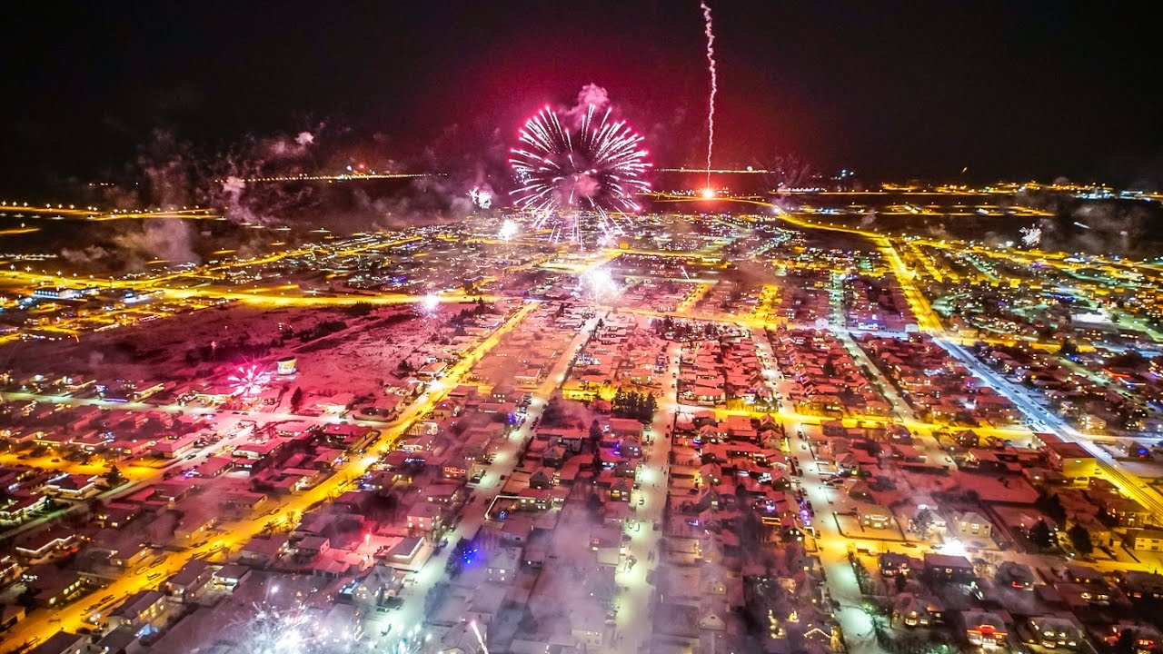 Fireworks over Keflavik - New years eve 2017