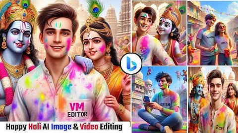 Radhe Krishna Happy holi ai photo editing kaise kare Holi AI Image Kaise banaye 2024