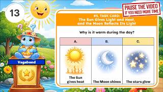 TEKS Science 2nd Grade - 2.9A: The Sun and Moon: Light, Heat, and Reflection (Task Card)