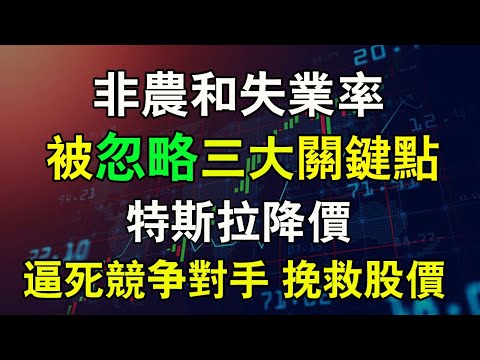 美股 非農和失業率被忽略的三大關鍵點，特斯拉降價要逼死競爭對手，能否挽救股價？TSLA SPY QQQ