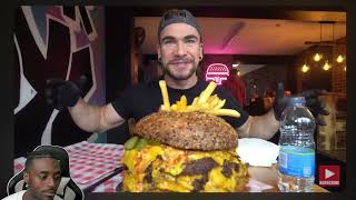 LILDRILLZREATS TO Joel Hansen TRYING TO BEAT A 12LB BURGER CHALLENGE WITH 100 PIECES OF CHEESE