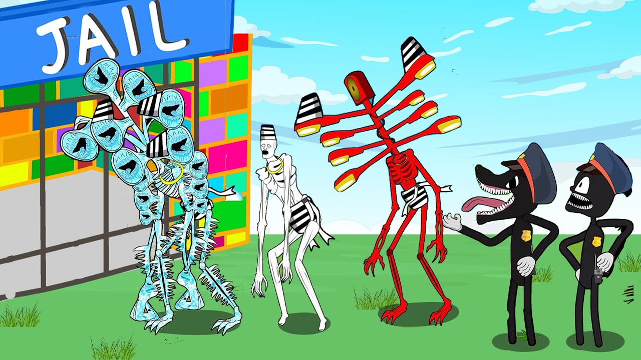 Siren Head, Light Head In Jail Vs Cartoon Cat Police Team | Roblox Piggy Animation - GV Studio