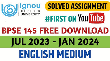 BPSE 145 solved Assignment 2023-24  | BPSE 145 Ignou solved  Assignment 2023-24  FREE DOWNLOAD