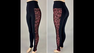 Calça Legging Com Cós Modelador, Modela Mesmo, E Com Faixa Lateral De Tule Redinha