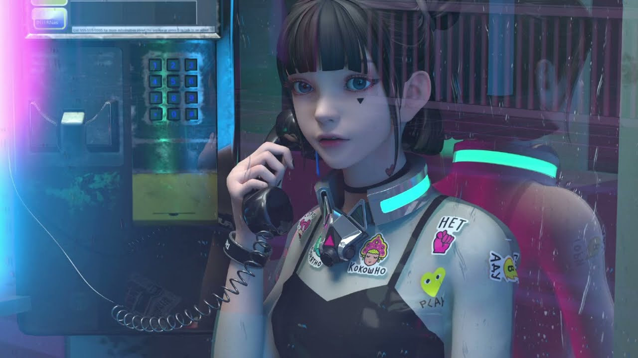 2055 Cyber City | Tranquil Cyber Space Ambience | Relaxing Raining Sound for Sleep & Study Ambience