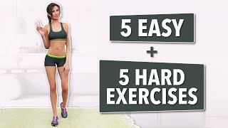 Ideal Workout Plan For Losing Weight: 5 Easy Exercises + 5 Hard Exercises