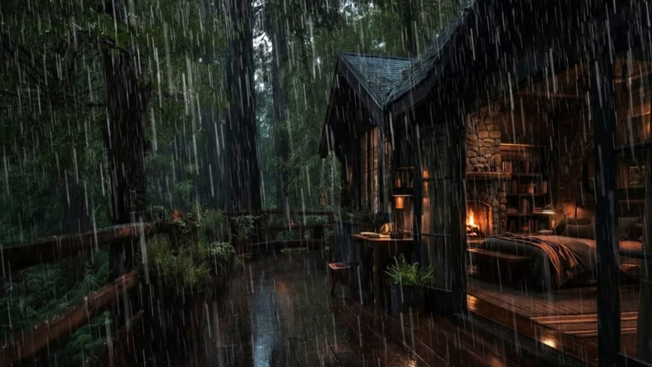 Rain Sounds in a Cozy Forest Bedroom 🌲 Sleep, Relax, Study