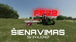 ŠIENAPJOVĖ SU SVAJŪNĖLIU? ~FS22~ PJAUNAM ŽOLE.