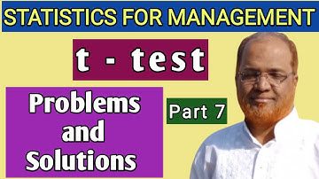 Statistics for Management I Sampling I Problems and Solutions on t test I Part 7 I Khans Commerce