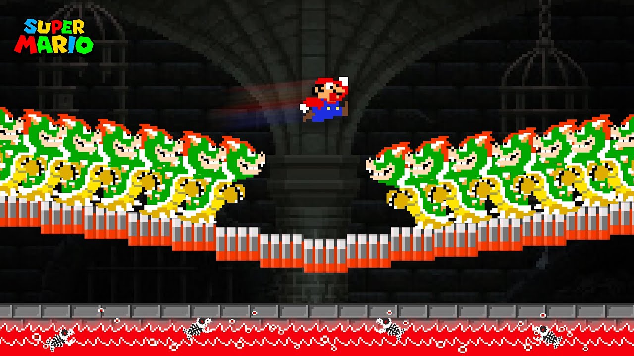 Super Mario Bros., but every time Mario JUMPS, another Bowser boss APPEARS!