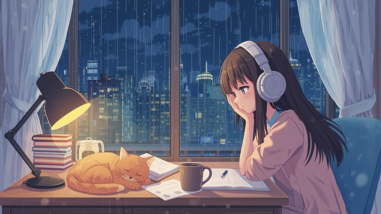 lofi hip hop radio - rainy cyber city nights 🌧️💿 beats to relaxstudy to
