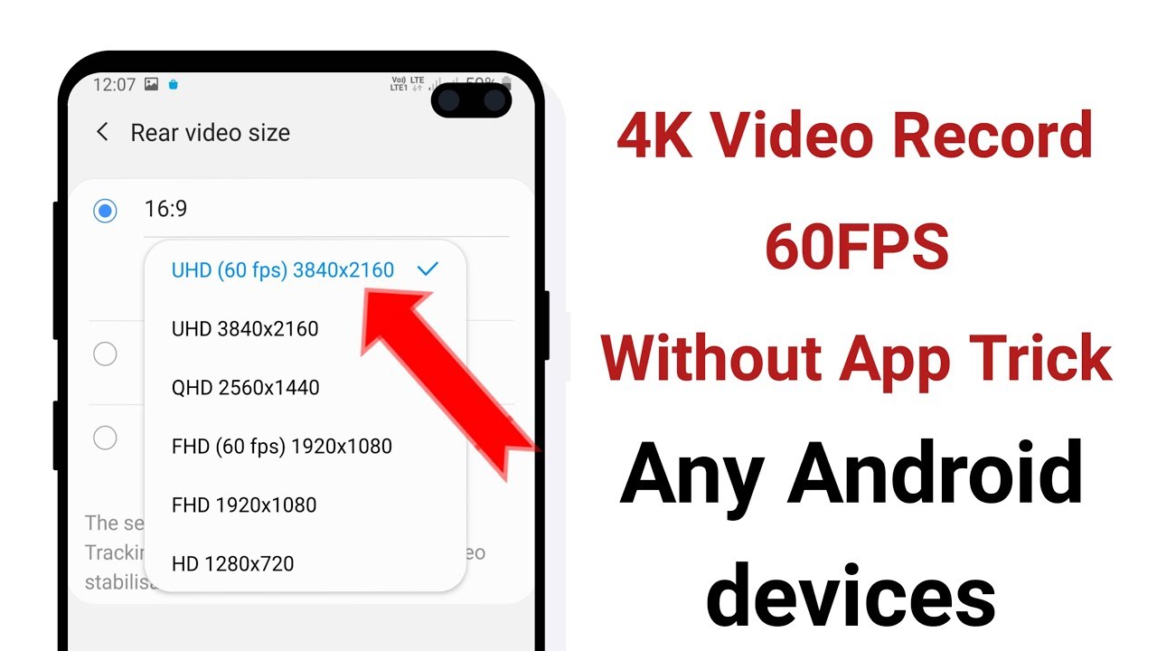 4K Video Recording 60FPS Without App Any Android Devices YouTube