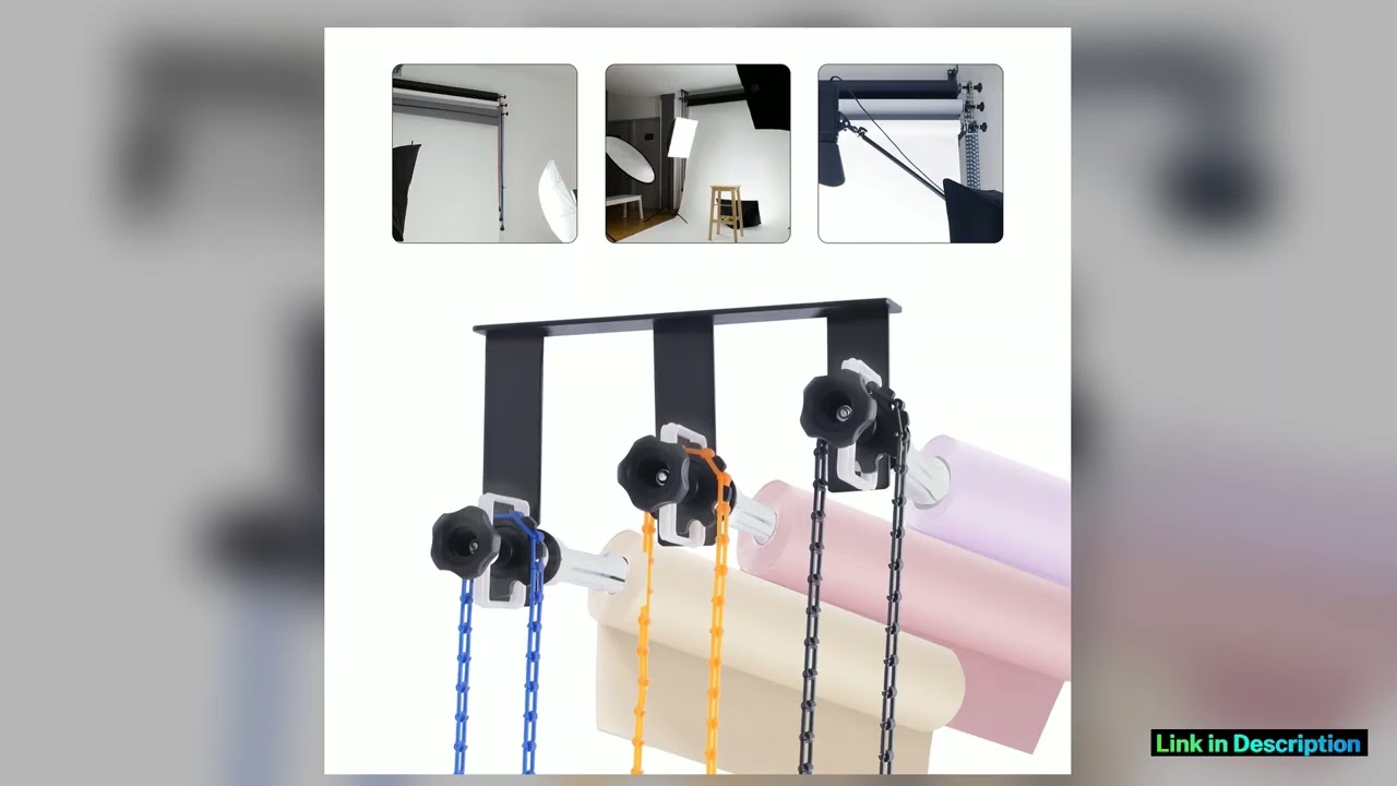 Photography 3 Roller Wall Mounting Manual Background Support System including Six Expand bars and
