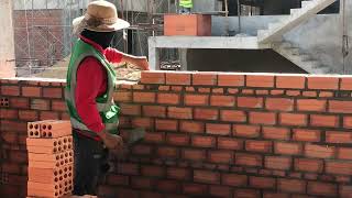 Construction new Installation Brick Wall for building