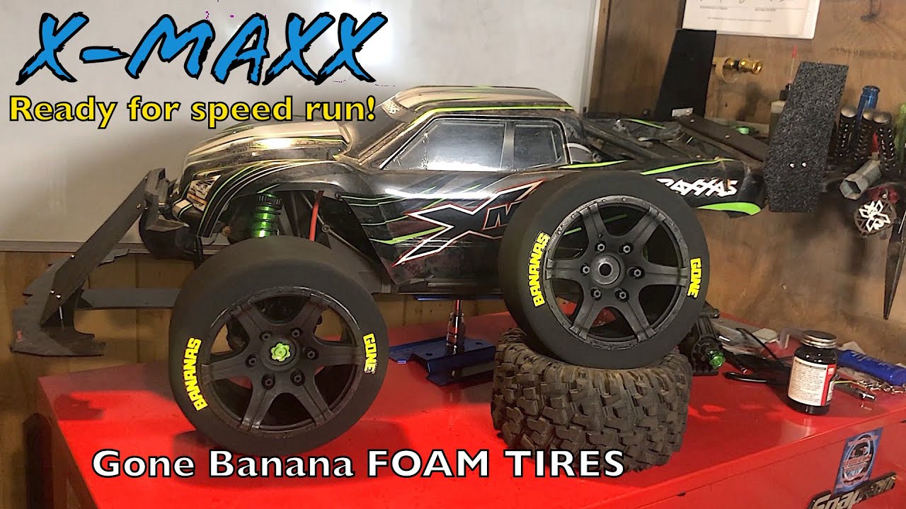 XMAXX 8s with XLX2 ready for speed run with Gone Banana foam tires