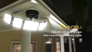 Onforu 5 Heads 55W LED Motion Sensor Security Lights Outdoor BD76