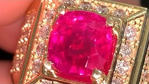 Nhẫn vip Ruby facet lục yên đỏ huyết phun kim cương chơi Tết Lh 097782799