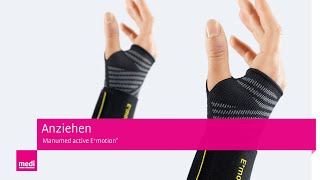 Anleitung zum Anziehen der Handgelenkbandage mit Stabilisierungsstab Manumed active E⁺motion®
