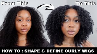 THE EASIEST WAY TO CUT & SHAPE A CURLY WIG + TRICK FOR DEFINE CURLS THAT WONT PUFF/ FRIZZ UP! NADULA