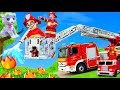 Kids Play with a Real Fire Truck and Fire Station