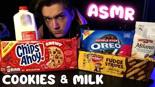 ASMR Eating Variety Cookies & Milk (Up-Close Whispering & Subtle Chewing)