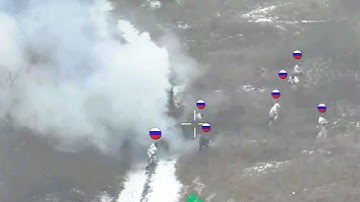 Russian troops flee their burning IFV, after an Ukrainian ambush.