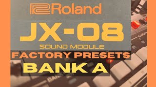 Roland JX-08 // Factory Presets // Patches Bank A // No Talking