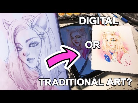 K/DA Ahri MORE - Traditional or Digital ART? WHICH YOU PREFER