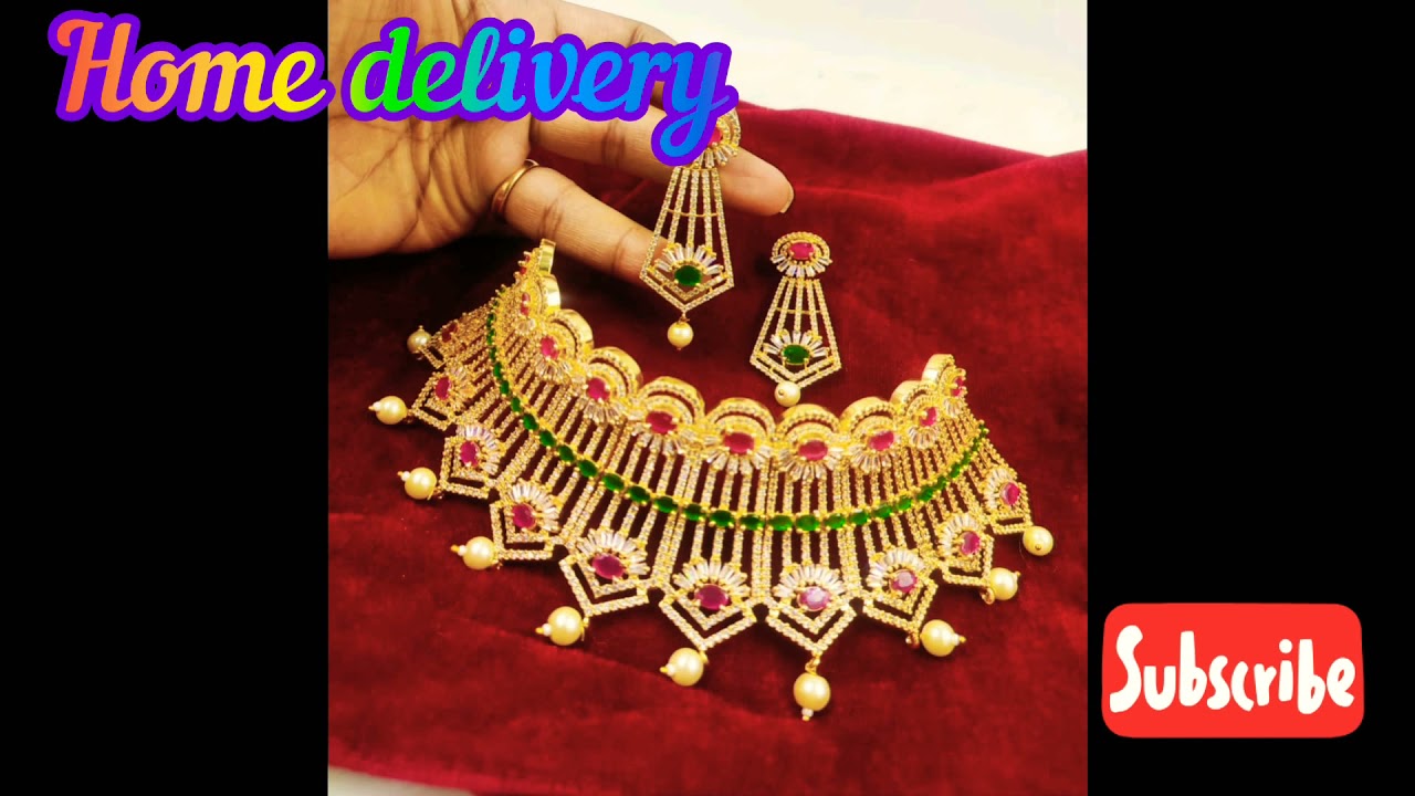 🤩beautiful CZ choker || premium quality gold finishing CZ big  chokers || choker ||