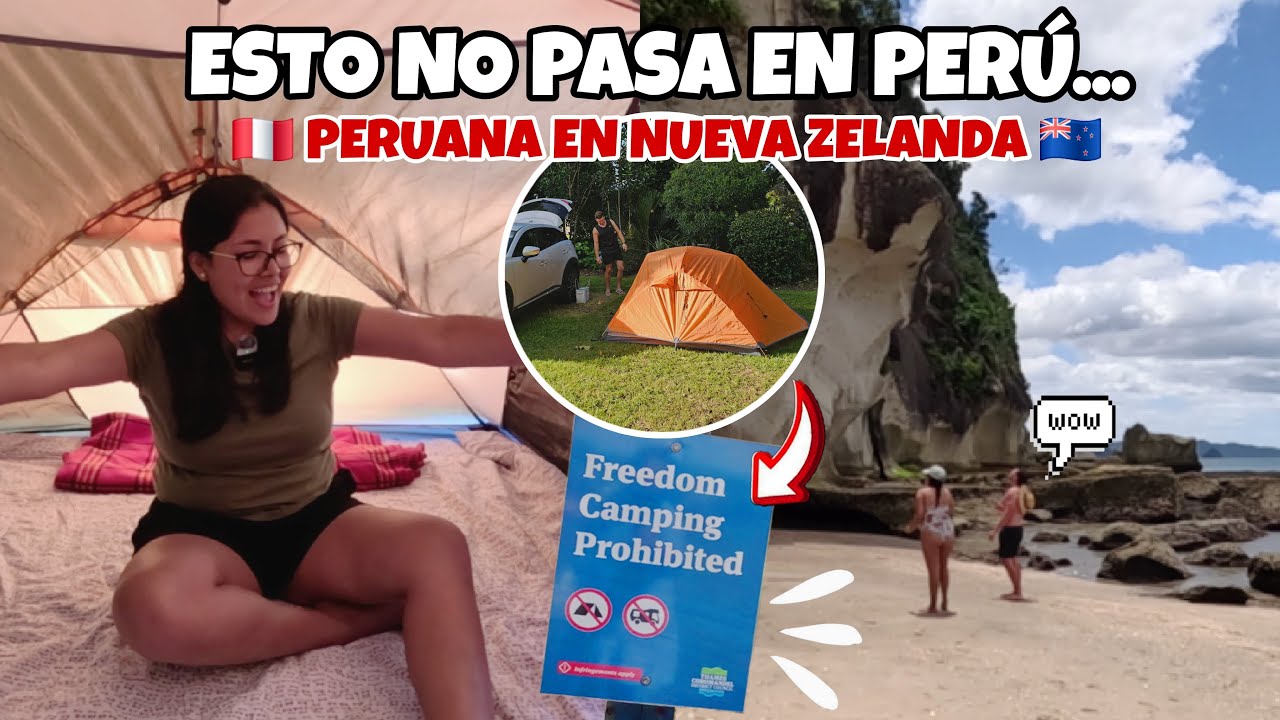 ¡Acampar en la playa es ilegal! 😱 Acampando por primera vez en Nueva Zelanda 🇳🇿🇵🇪