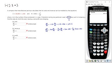 Example: Finding the Time Rates of Change of Cost, Revenue & Profit Functions - M109 H2.8 #3 (SU18)