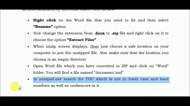 How to Repair Word Document XML Line 2 Column?