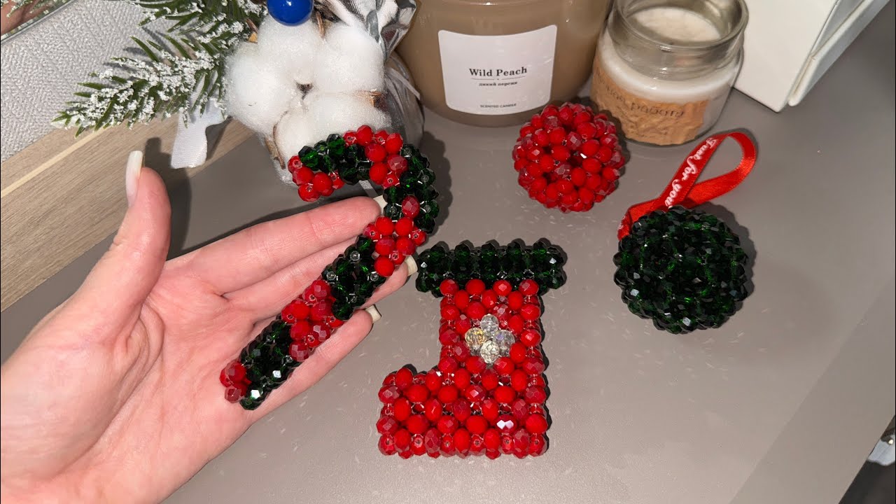 Шикарное украшение на ёлку своими руками за 30 минут. Конфета из хрустальных бусин