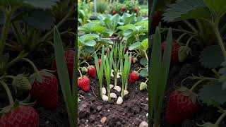 🍓 Strawberry + Garlic Planting Secret! Grow More, Get Fewer Pests 🌱 #farmingtips #short