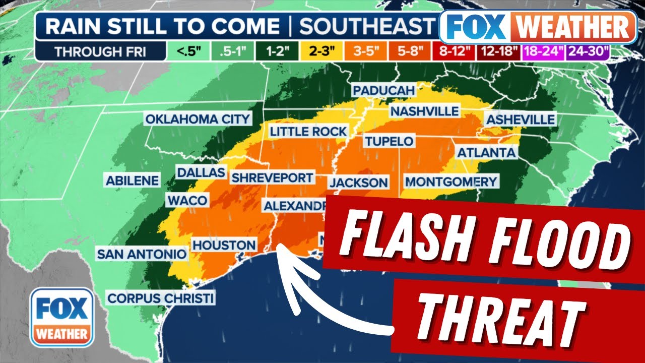 Multiday Flash Flood Threat Has Heavy Rain Returning To Southeast, Gulf ...