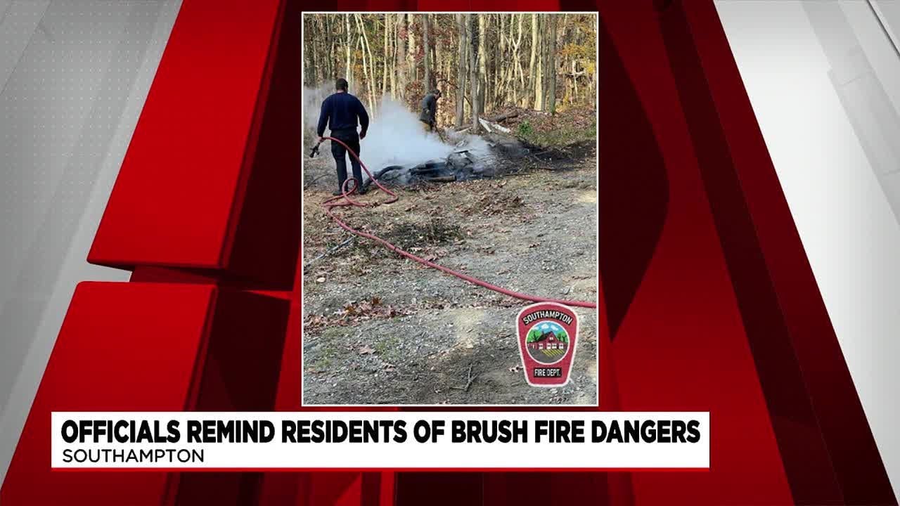 Firefighters work to put out Southampton brush fire - YouTube