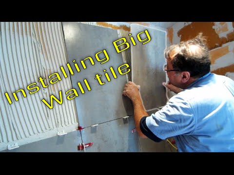 Installing the large format wall tile  Steam Shower Part 5