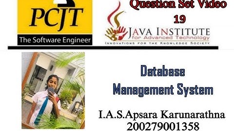 Question Set 19 | Database Management System | Java Institute