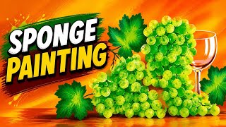 Learn To Draw GRAPES Using SPONGE | Easy Acrylic Painting Ideas For Beginners | VanishreeArt