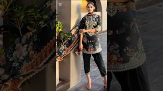 black 🖤 lovers full embroidered ready to wear dupatta boutique style #dress #fashion #lawn #foryou
